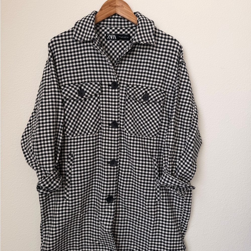 Zara Checkered Long Coat